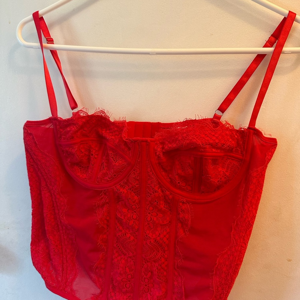 Amazon Red Corset Bra with Adjustable Straps